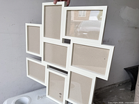 Angled view showing entire collage frame and mixed openings