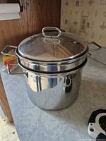 stock pot with lid and insert stacked