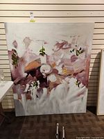 Frontal view of the large abstract acrylic painting on canvas