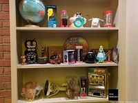 Full shelving unit showing all novelty items together
