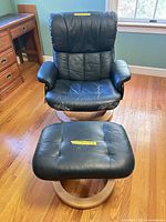 Front view of chair and ottoman