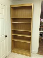 Full view of bookcase showing five shelves and overall condition