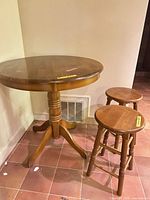 Table with two stools, full view