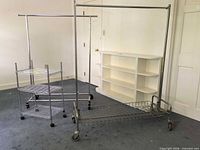 Group shot showing both garment racks and three-tier cart