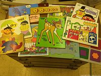 Group shot of all puzzles spread on cabinet