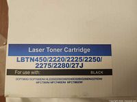Box end label showing model LBTN450 and compatible printer numbers