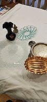 Group shot showing all glassware, coasters and copper mold