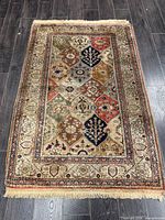 Full view of the rug showing overall design and condition