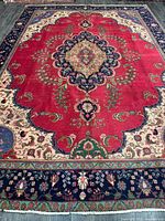 Full view of entire rug showing design and borders