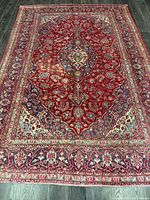 Full view of entire rug showing design and borders
