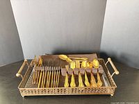 Full set arranged in storage tray