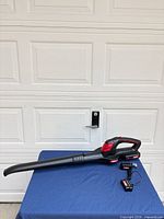 Leaf blower with battery and charger displayed