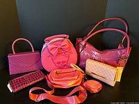 Group shot of all six pink accessories