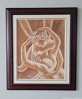 Full view of framed oil painting on wall