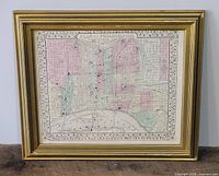 Front view of framed 1867 Philadelphia map