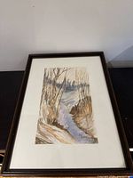 Full view of framed watercolor painting