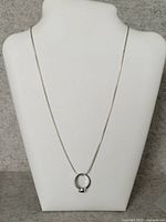 Full view of chain displaying overall length and ring pendant