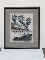 Front view of framed silk painting
