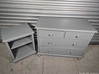 Dresser and nightstand side by side showing overall style and finish