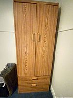 Front view of closed wardrobe showing two doors and two drawers