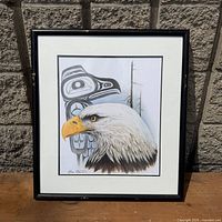 Full view of framed Sue Coleman eagle print