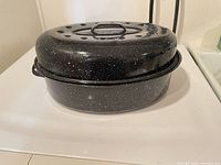 Pan with lid in place showing overall appearance