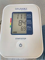 Monitor front showing LCD, LifeSource logo, readings and power button