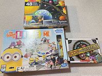 Front view of all three boxed items