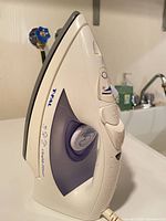 Left profile of T-fal steam iron showing body and cord