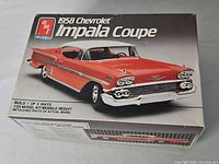 Box top showing AMT 1958 Chevrolet Impala Coupe 1/25 scale model