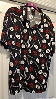 Full view of front of Friday The 13th button-up shirt