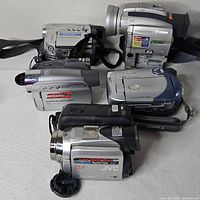 Group shot of five camcorders