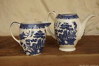 Teapot and milk jug front view showing pattern