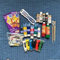 Overall view of all paint supplies laid out