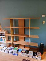 Front view of entire bookcase showing shelves and configuration