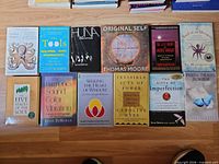 All twelve books laid out in two rows showing fronts and titles