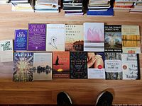 Group shot of all 14 paperbacks laid out on floor, titles visible
