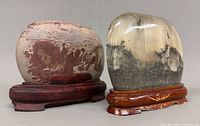Front view of both stones on stands