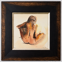 Full view of framed artwork showing frame, matting and image