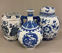 Front view of all three porcelain items together
