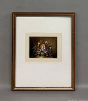 Full view of framed painting with mat and frame