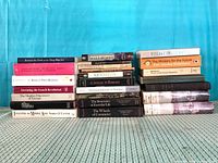 Overall view of both stacks showing 25 books
