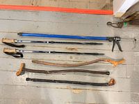 All five sticks laid out full length for scale and variety