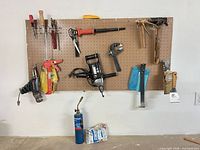 Overall view of pegboard with all tools displayed