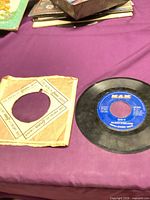 Record and inner sleeve on table