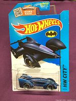 Front of sealed Hot Wheels Batmobile card showing vehicle and graphics