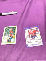Fronts of both Patrick Roy hockey cards