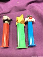 Front view of all three PEZ dispensers