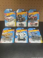 Group shot of all six Hot Wheels blister cards