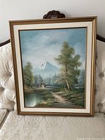 Full framed painting on loveseat